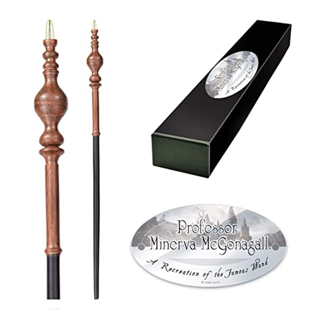 REPLICA THE NOBLE COLLECTION HARRY POTTER MINERVA MCGONAGALL VARITA CON CAJA Y PLACA DE IDENTIFICACION - Otakuya